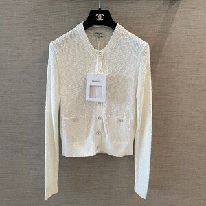 Chanel Coco Beach White Knit Cardigan